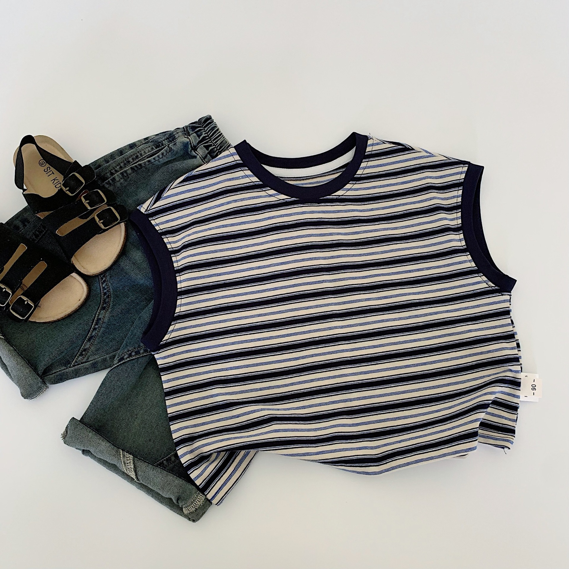 Chaleco a rayas para niños Maibao 2025 verano nueva ropa para niños casual sin mangas camiseta verano top a