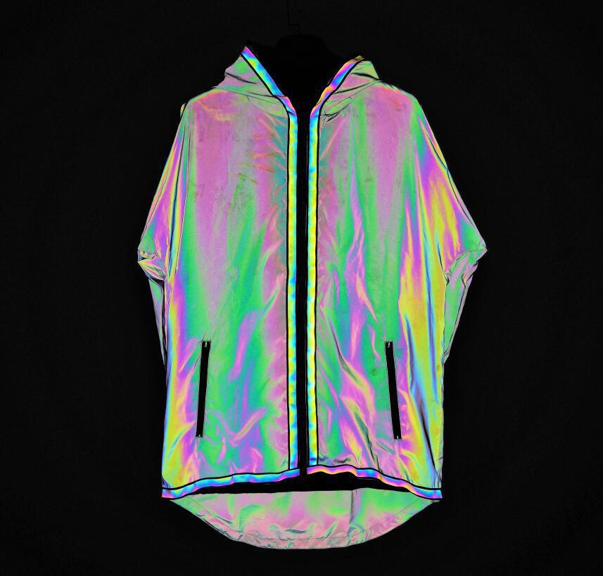 Men's Clothing mid length colorful reflective jacket for men Large size hooded jacket fashion_ipsvogv.com