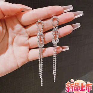 2024 New Long Tassel Earrings Women's Internet Celebrity Cool Elegant Fashionable High-end Light Luxury Ear Stud Earrings