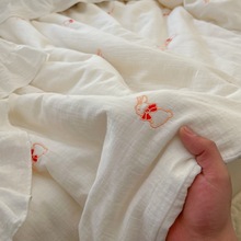 纯棉A类双层纱绣花大豆纤维夏凉空调被春秋夏天薄被子单双人被芯