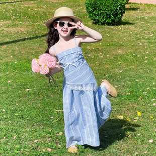 Girls Dress Summer 2025 New Children's Summer Princess Dress Girls Big Children Suspender Skirt High-End Skirt