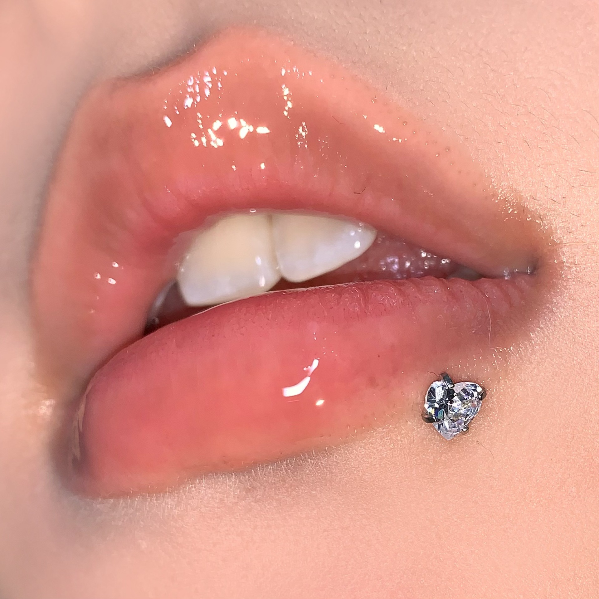 Pointed labret stud close-up product detail