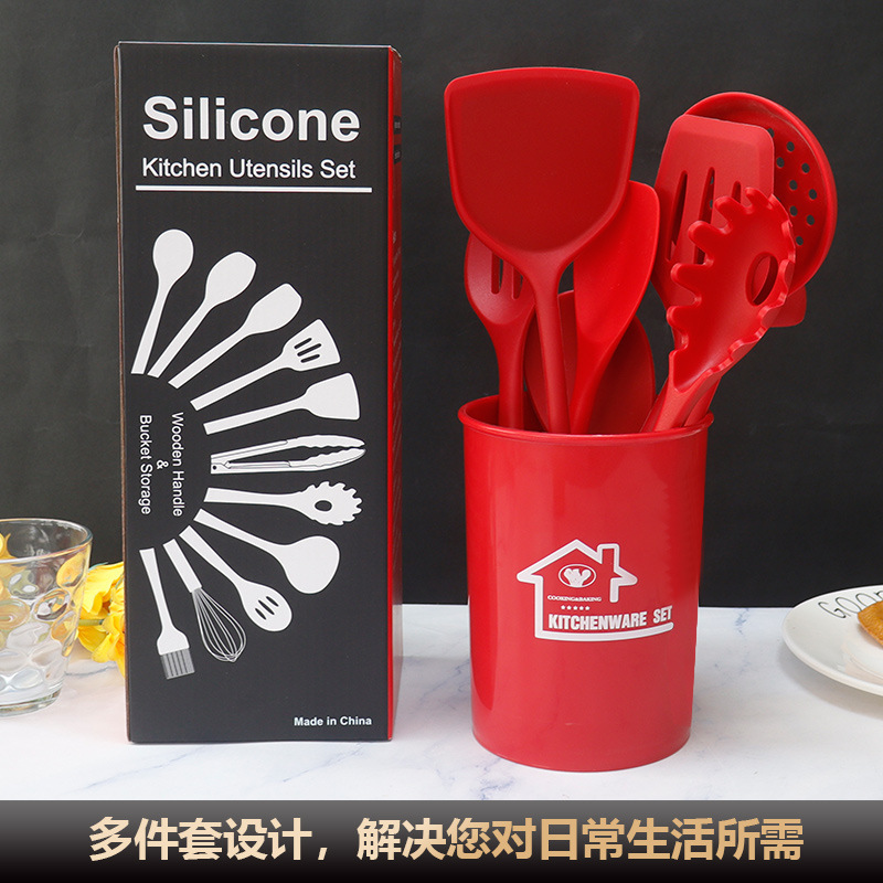 シリカゲル鍋シャベルスプーン8点セット非粘着鍋シリカゲルシャベル延長ハンドルシャベル食品級シリカゲル調理器具卸売り|undefined