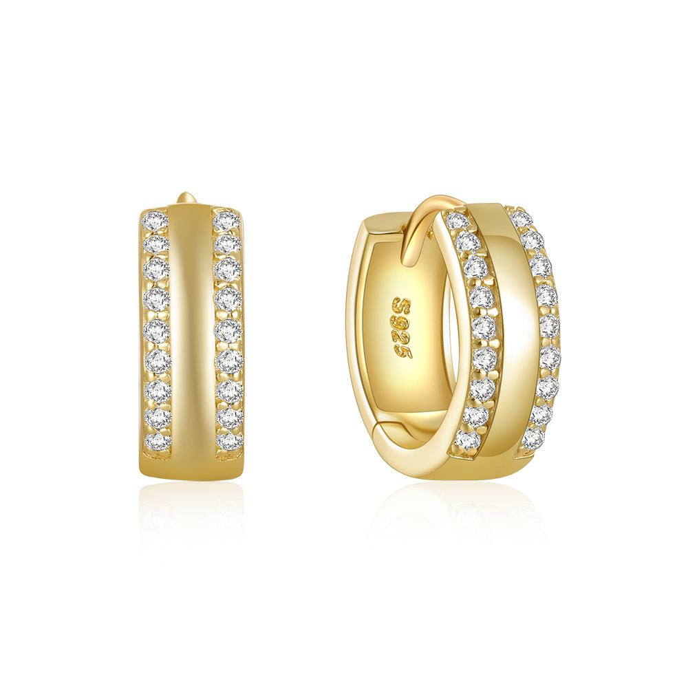 Solid Color Pattern Women'S Gender 1 Pair 925 Sterling Silver Zircon Solid Color Earrings