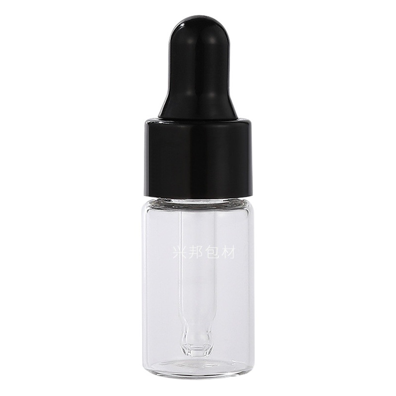 En stock botella cuentagotas 2ml 3ml 5ml botella de vidrio transparente esencia pequeña botella de muestra botella de líquido original botella de aceite esencial sub-botella
