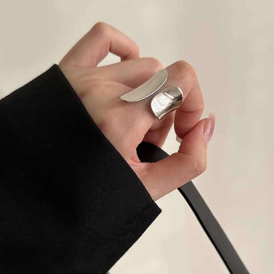 Silver Plain Zircon Open Set For Women Minimalist Style Couple Rings Fashion Personality Index Finger Ring Trend_voghion.com