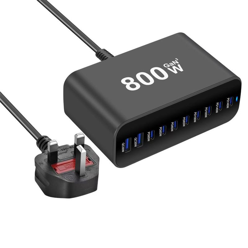 现货跨境800W氮化镓桌面充 pd140w充电器多口超级快充桌面充电站|undefined