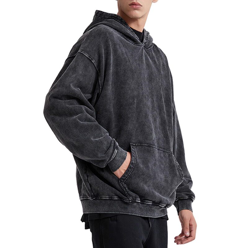 Oversized Hoodie Men's Vintage Cotton Casual Hooded Sweatshirt Fashionable Loose Basic Hoodie Vintage