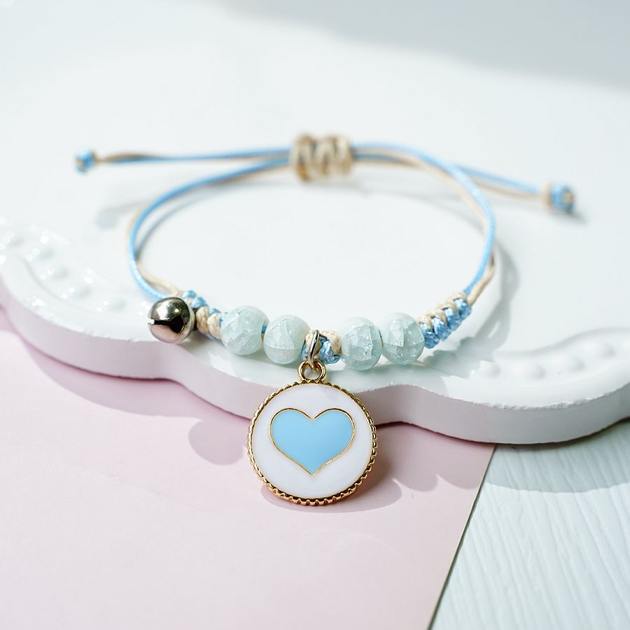 Versión coreana creativa de literatura y arte canela perro pulsera de cerámica mujer versátil popular pareja pequeño regalo fresco azul amor uno