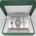 Rolex Three-Piece Set - Datejust Women's with Diamonds, Silver and Pink