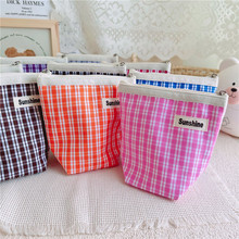 跨境货源格纹棉布化妆包收纳包旅行居家收纳袋出口工厂批发