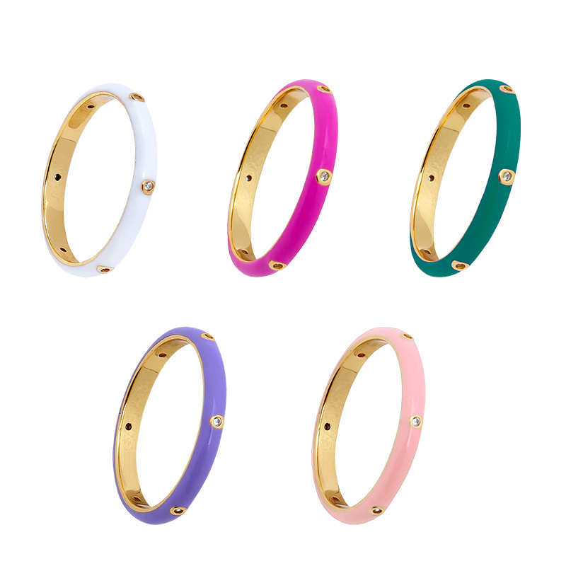 Fashion Color Epoxy Enamel 18k Gold Ring Female European And American Trend Index Finger Ring display picture 13