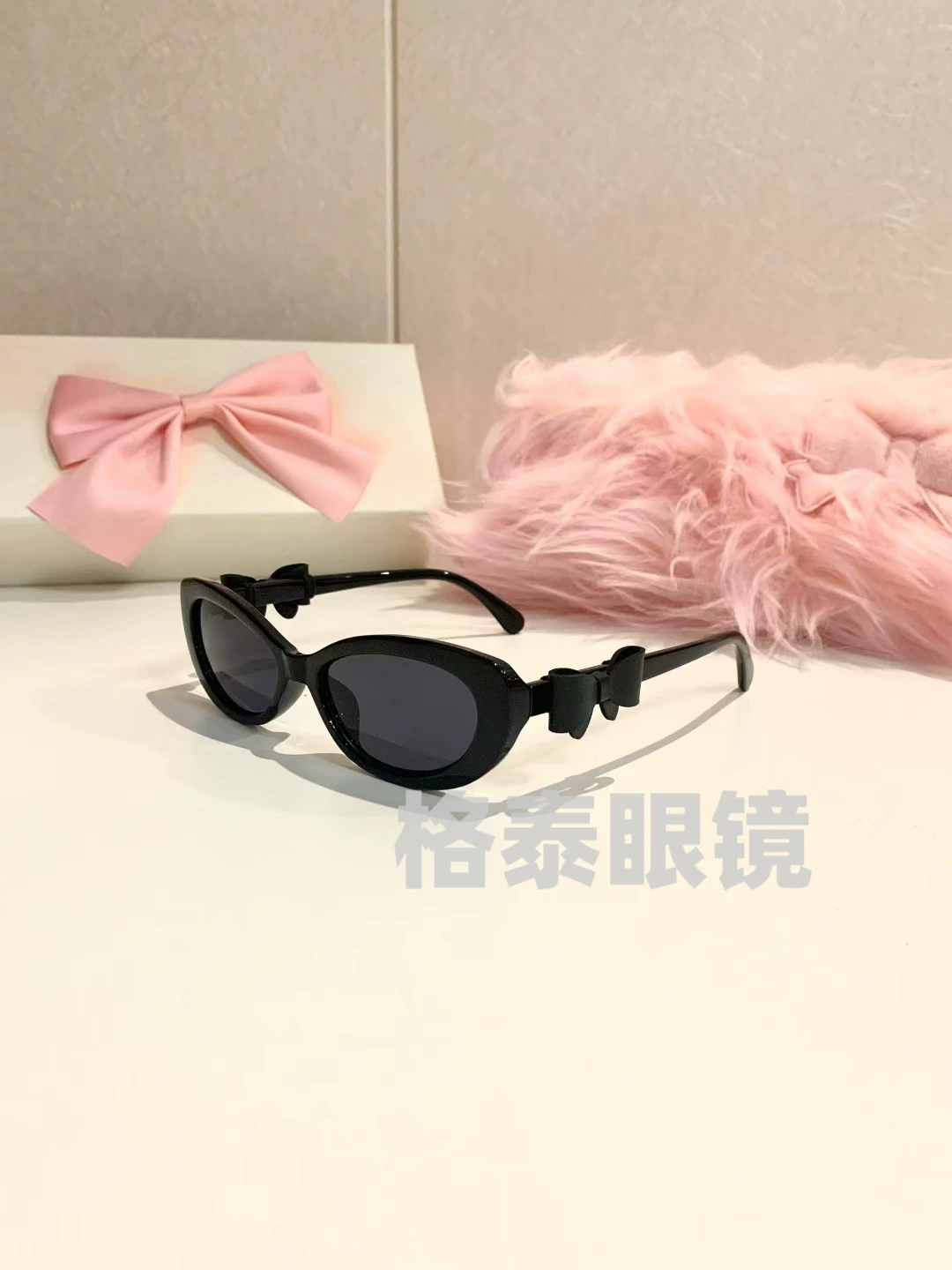 Солнцезащитные очки, очки солнечные с бантом, стиль Chanel, котячий глаз, стиль высокого качества