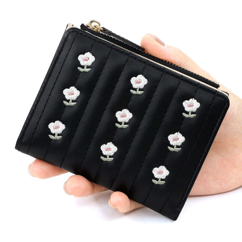 Nueva billetera corta de moda coreana linda borrada billetera corta simple bolsa de tarjetas de cambio de descuento