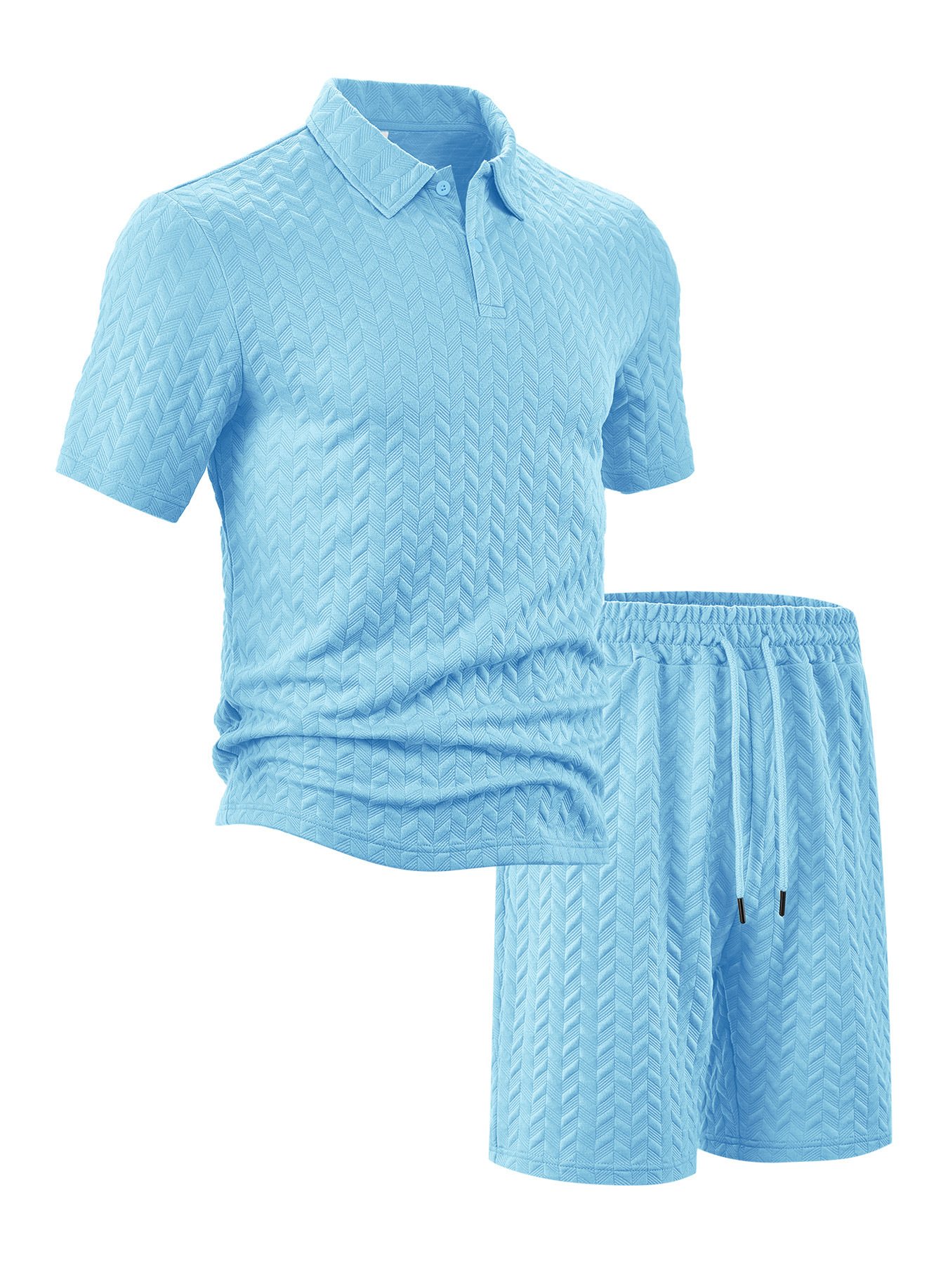 Conjunto de Camisa Polo de Jacquard para Hombre, Comercio Exterior Transfronterizo, Cuello Camisero Informal de Manga Corta para Verano, Suministro Directo de Fábrica en Existencia