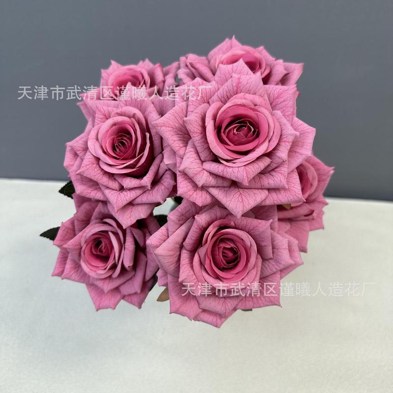 模造花7頭マンタバラ結婚式花嫁手花ホームリビング装飾絹花撮影道具花|undefined