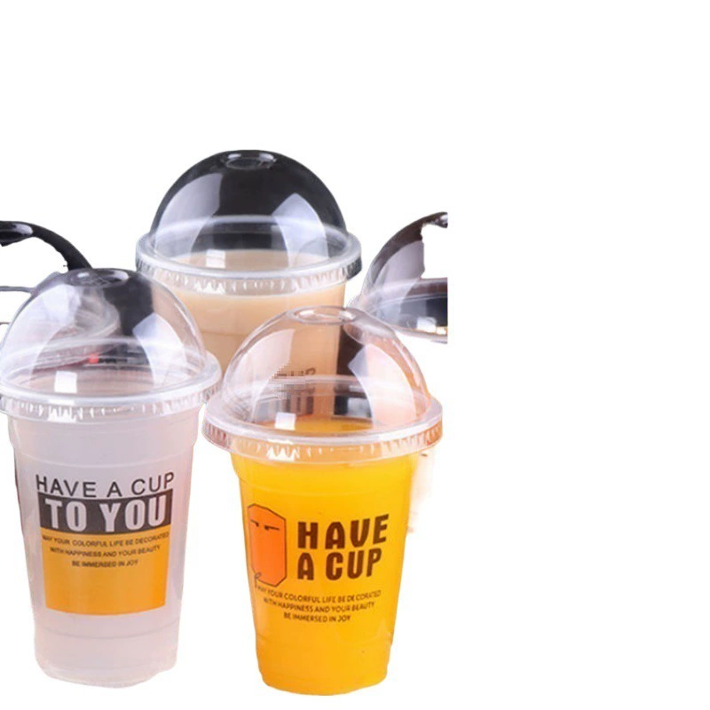 Plastic disposable tea cup, glass, set, cover, straw