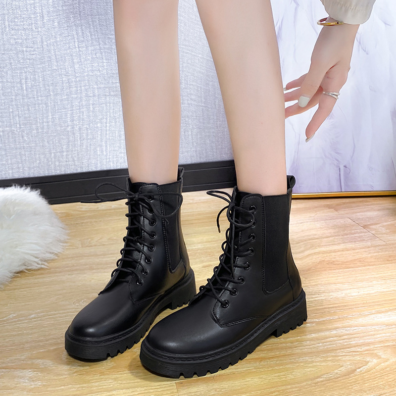 2025 Spring and Autumn New Style Women's British Style Martin Boots Height Increasing Plush Trendy