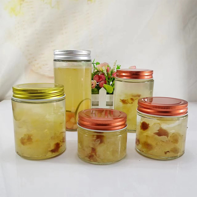 直圆鲜炖燕窝瓶蜂蜜瓶350ml花胶桃胶糖水瓶带盖酱菜玻璃瓶罐头瓶