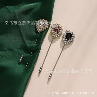 新款跨境轻奢水滴型水钻胸针头巾插针 回族服饰配饰 Hijab Pins