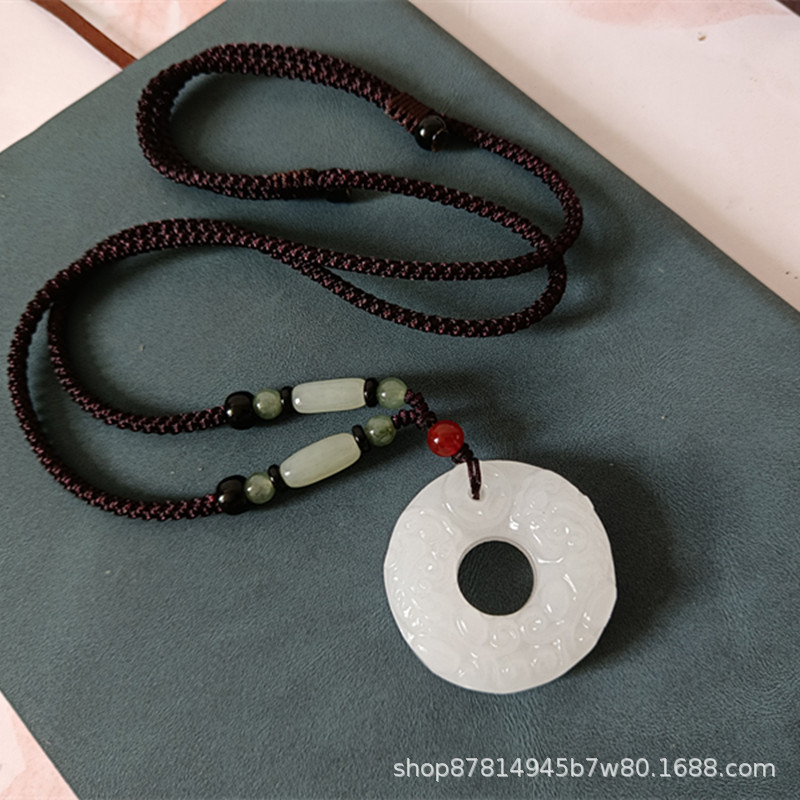 Hetian Jade 커피 로프 (직경 약 36mm) 가있는 아프간 화이트 옥 용감한