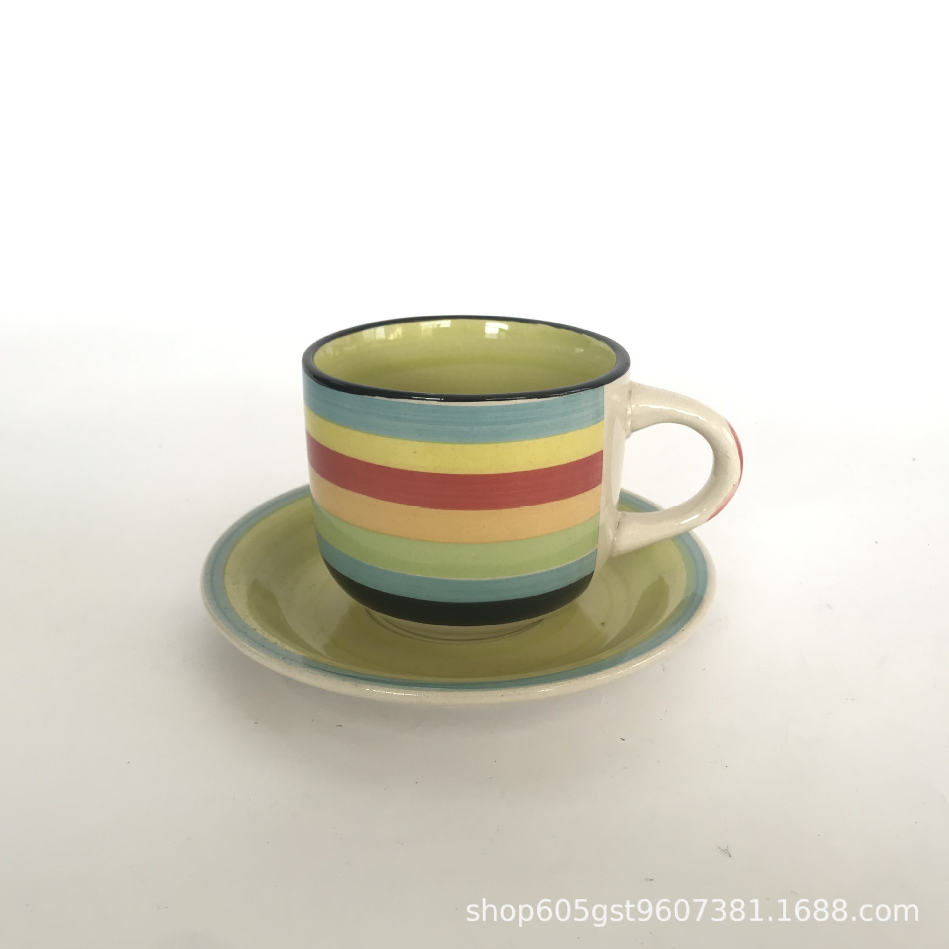 Tazas y platos de cerámica Stoneware Retro Coffee Cup Set Ceramic Rugged Creative Cup Plate Set de esmalte de color individual image 18