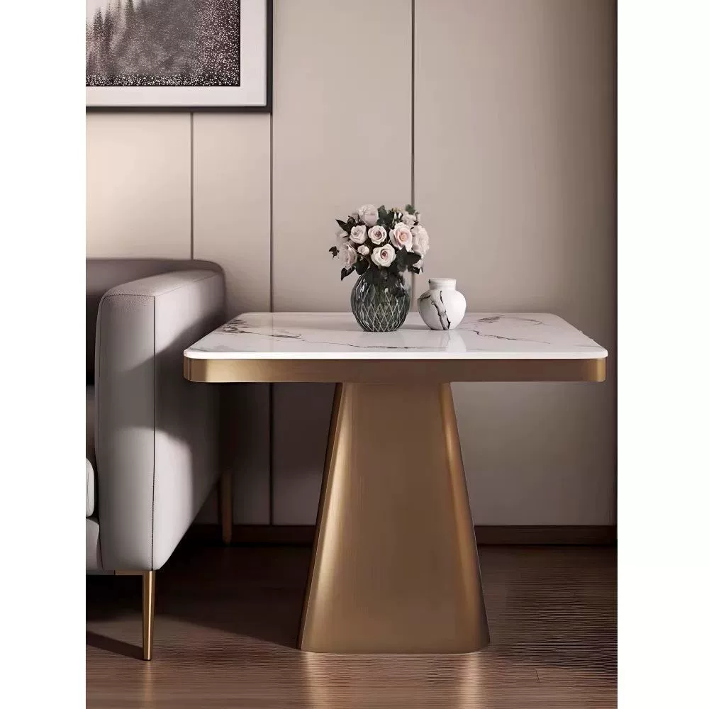 Легкий роскошный приставной столик из сланца, журнальный столик, простой гостиничный стол для переговоров, квадратный стол, креативный маленький столик для гостиной, прикроватная тумбочка