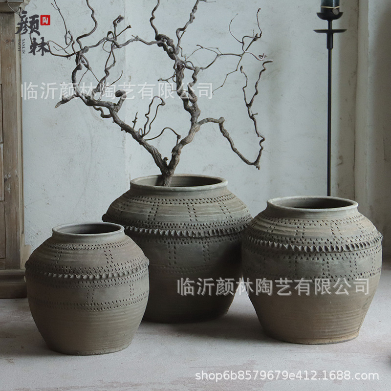 Antigüedad gran barro de barro herencia cultural intangible vasijas hechas a mano vasijas de suelo vasijas de cerámica floral cerámica de decoración paisajística de vivienda residencial