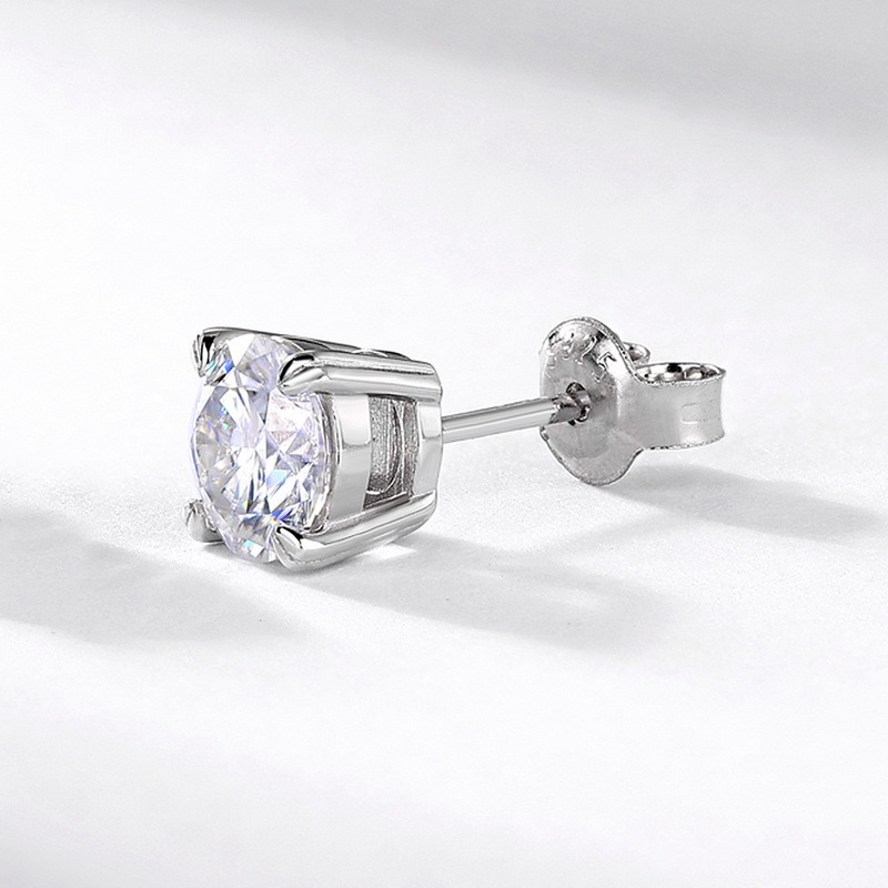 Estilo transfronterizo simple de cuatro garras con incrustaciones de color D Pendientes de moissanita de 1 quilate S925 plata brillante Pendientes de moussan Moda europea y americana