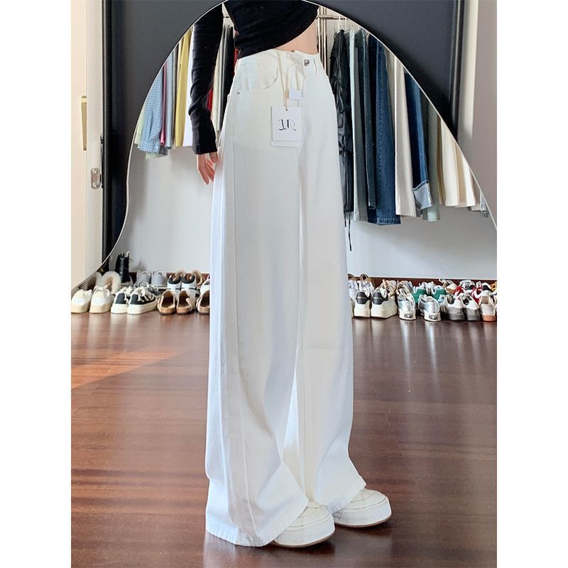White Wide-Leg Jeans for Women 2025 Summer New High-Waisted Loose High-End Drape Petite Straight-Leg Floor-Length Pants White Wide-Leg Jeans for Women 2025 Summer New High-Waisted Loose High-End Drape Petite Straight-Leg Floor-Length Pants