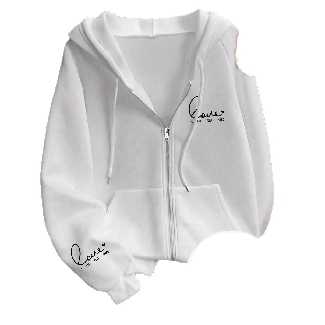 Women's Casual Hooded Zip Up Top Relaxed Fit Retro Trendy Loose Fitting Sweatshirt For Autumn Winter Print_ecoleips.com