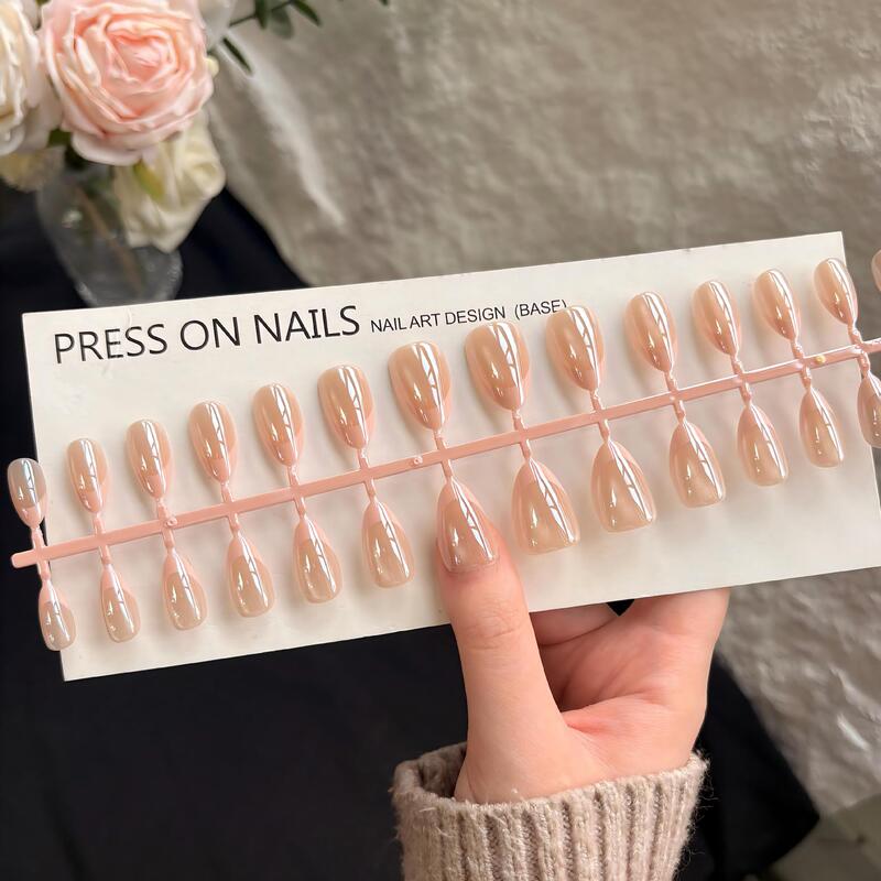 European and American cross-border foreign trade double-layer injection pink French cat-eye electroplated gel soft nails 30 pieces short almond Amazon TK European and American cross-border foreign trade double-layer injection pink French cat-eye electroplated gel soft nails 30 pieces short almond Amazon TK