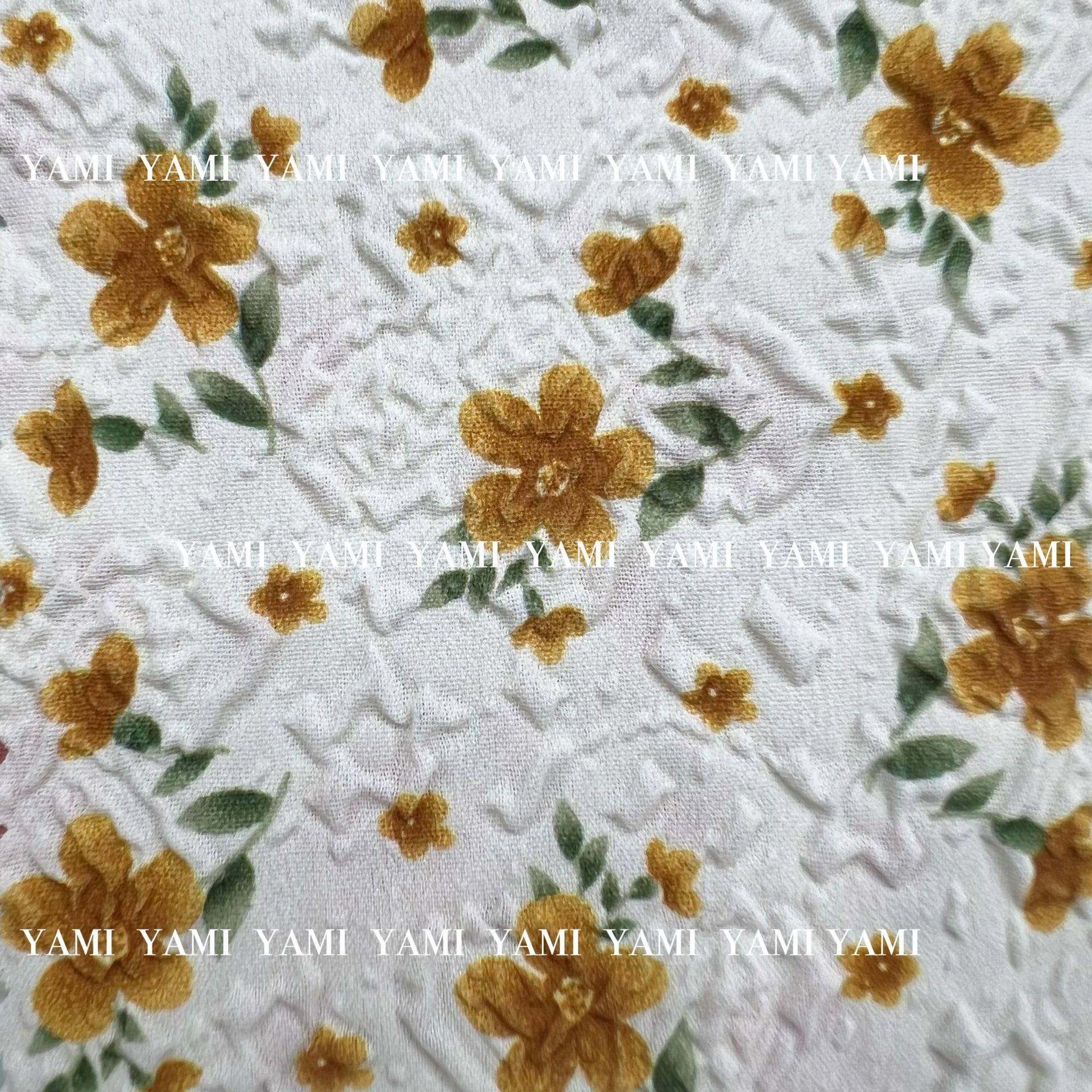 Suministro directo de fábrica burbuja crepé tela de impresión pequeña floral verano vestido camisa de impresión jacquard poliéster
