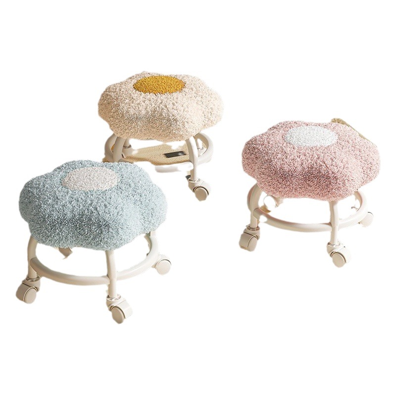 Rueda universal pequeña polea taburete bajo taburete móvil sala de estar sofá taburete mesa de café bolsa suave taburete bajo Puerta de cambio de zapatos taburete