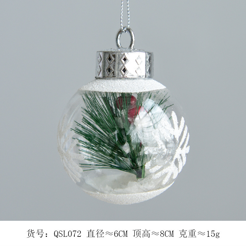 Decoraciones de vacaciones de Navidad 6cm transparente BOLA DE Navidad copo de nieve paisaje colgante bola Hotel Mall diseño de árbol de Navidad