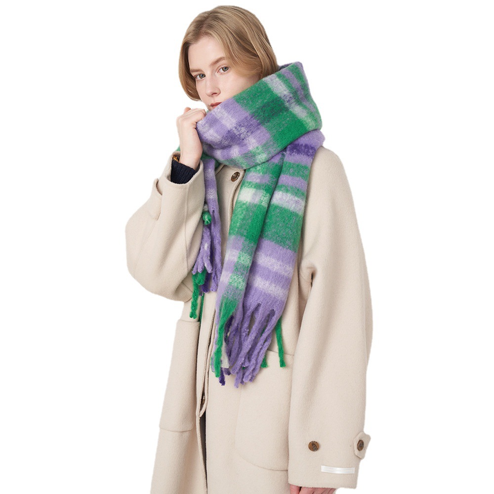 Winter Neue frauen Weiche Imitation Kaschmir Plaid Schal Französisch Schal Frauen_voghion.com