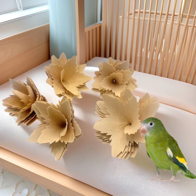 Bird Parrot Hamster Chewing Molar Teeth Foot Scratch Tear Bite to relieve boredom Toy Wooden Piet Flower Toy Handmade Natural Wooden Roll Toy