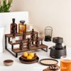 Wooden stepped shelter household living room Foreign wine red wine storage shelf table display platform kitchen seasoning rack