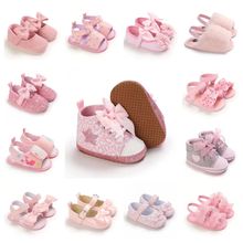 New Fashion Newborn Baby Flats Pink Baby Shoes Non-slip Clot