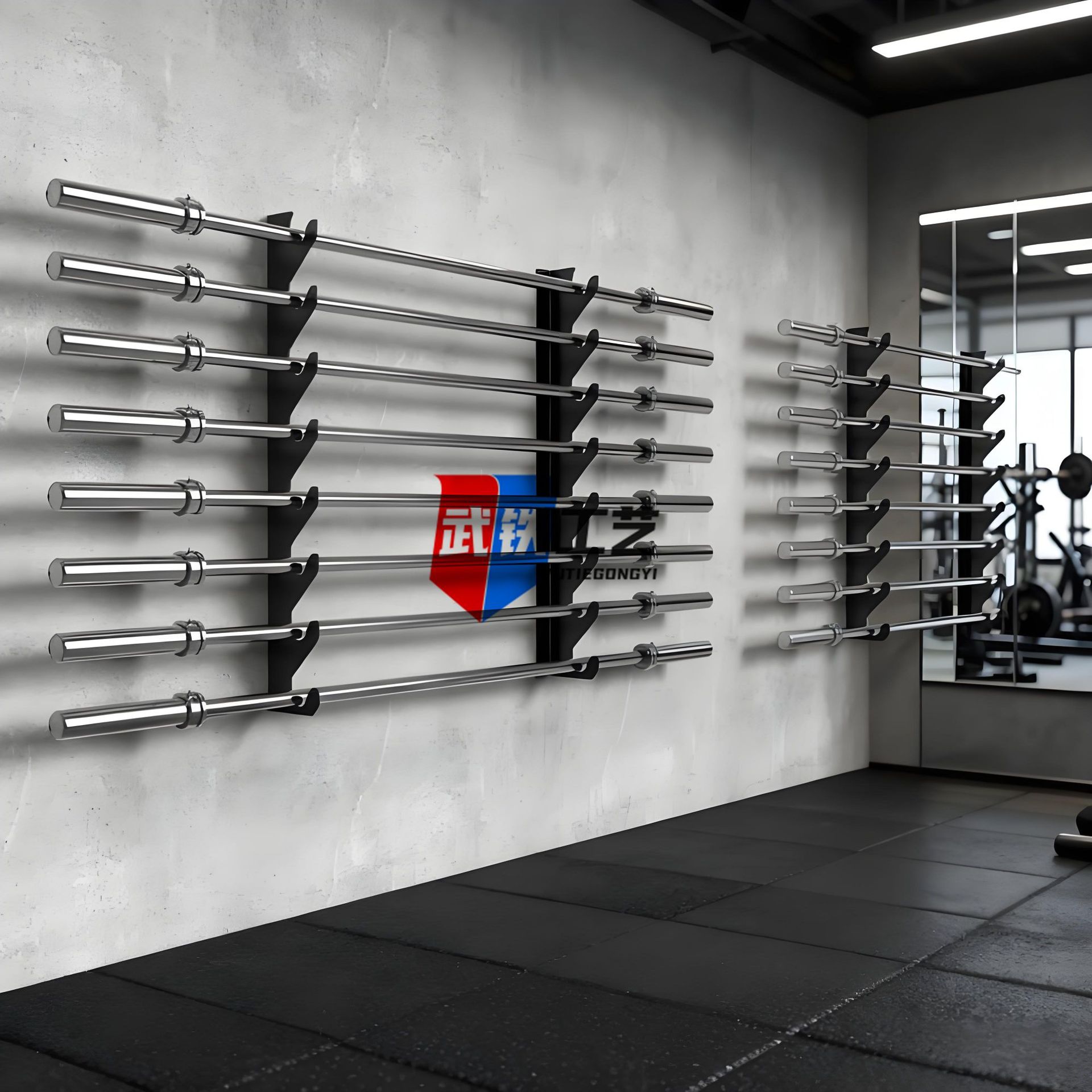 Barbell Rack Multi-Layer Wall-Mounted Storage Rack Wall Storage Rack Fitness Equipment Rack Curved Rod Olympic Bar Display Rack