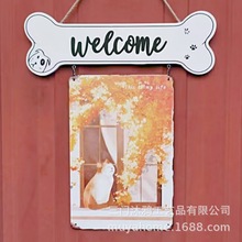 Welcome 宠物店装饰猫咖店门牌挂牌创意木质欢迎光临牌北欧营业牌