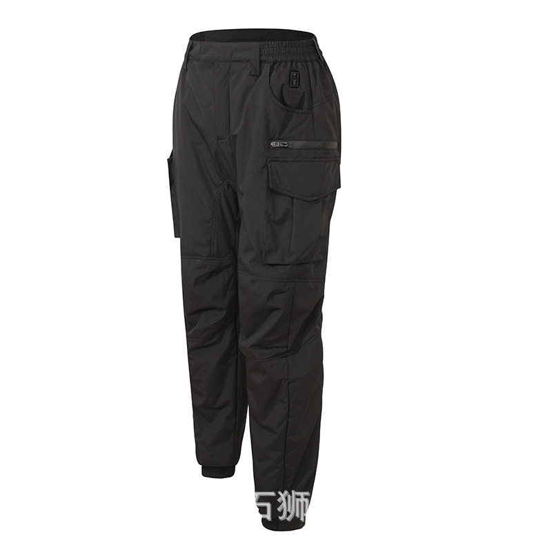 Nuevos pantalones de algodón de calefacción térmica inteligente con carga de plumón y engrosamiento de plumón para hombres y mujeres pantalones de abrigo al aire libre