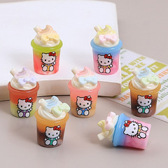 立体猫アイスクリームカップ食品玩具漫画手作り diy ジュエリーアクセサリークリーム接着剤樹脂小物アクセサリー材料