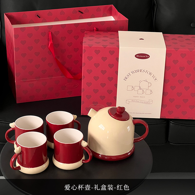 Shang 'en amor set de té de cerámica doméstica ligera de lujo doméstica sala de estar agua caja de regalo regalo regalo de bodas