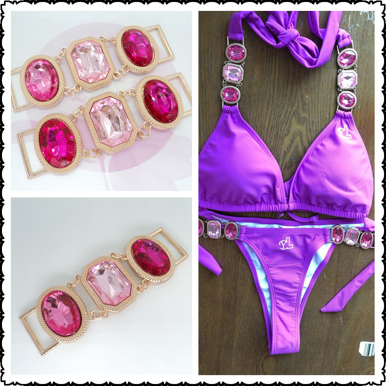 经典款外单泳衣水晶钻石饰品链条 比基尼肩膀大钻链子 按客人配色