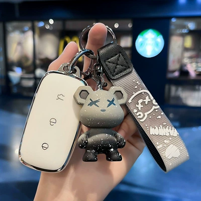 Car key bag L7 key case new L6 - geely-h-smart-3-key-single-shell-white-gray-violent-bear-pendant