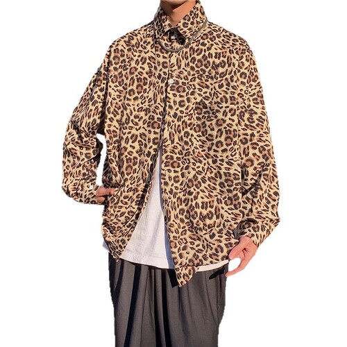 Autumn new style shirt, men's loose niche design shirt, men's trend all-matching casual coat, gray yellow