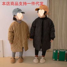 中長款棉衣男女寶加絨保暖棉服潮寬松大衣2022年冬季新款兒童洋氣