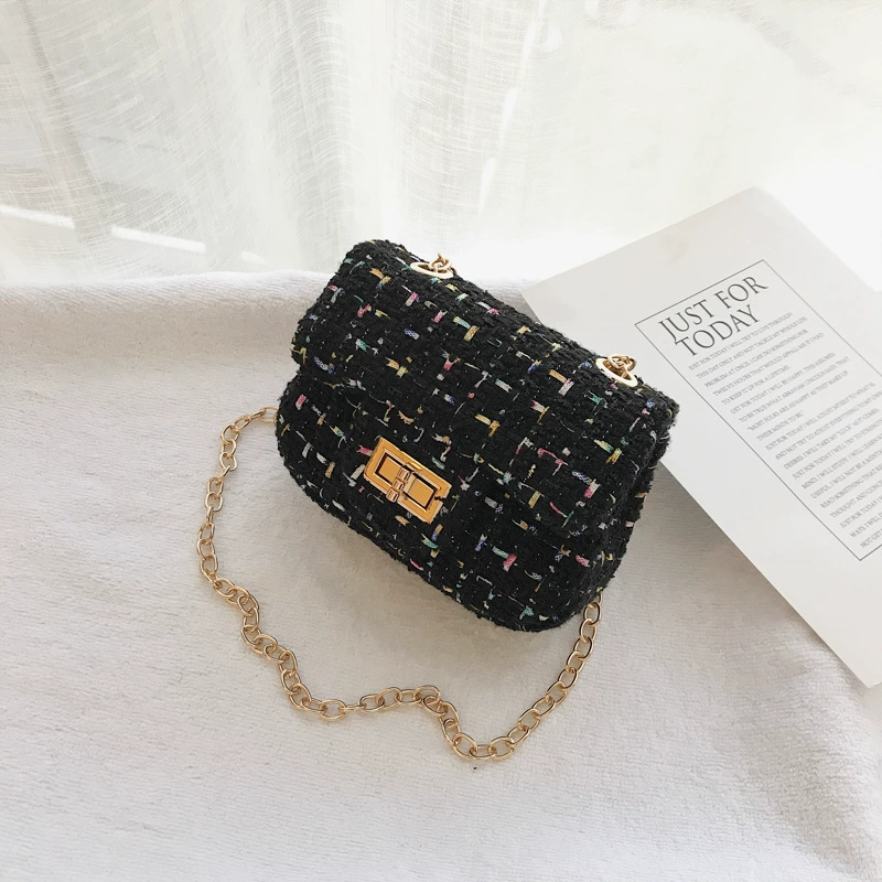 Детская шерстяная сумочка через плечо (стиль Chanel), корейский принцесcный дизайн, 13×4,5×9 см