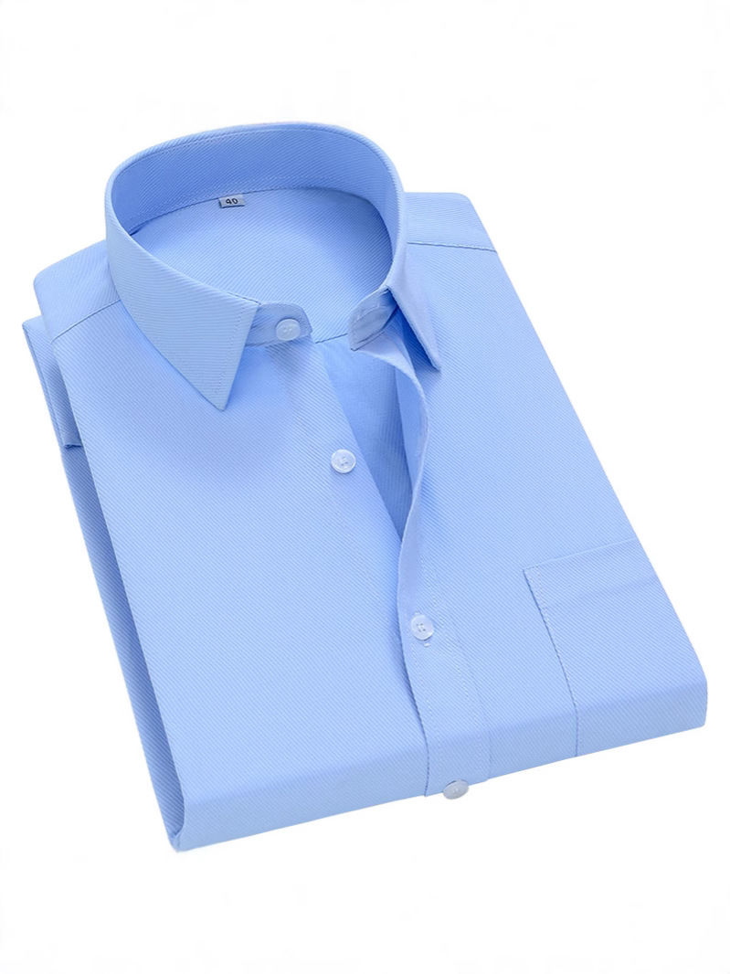 Caiyi Blue and White Twill Shirt Men's Short-sleeved Wrinkle-resistant Professional Workwear Business Casual Polyester Long-sleeved Shirt Work Wear